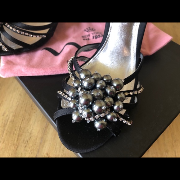 NINA Clorele EUC Black Luster Satin Strappy Heels - Picture 8 of 11